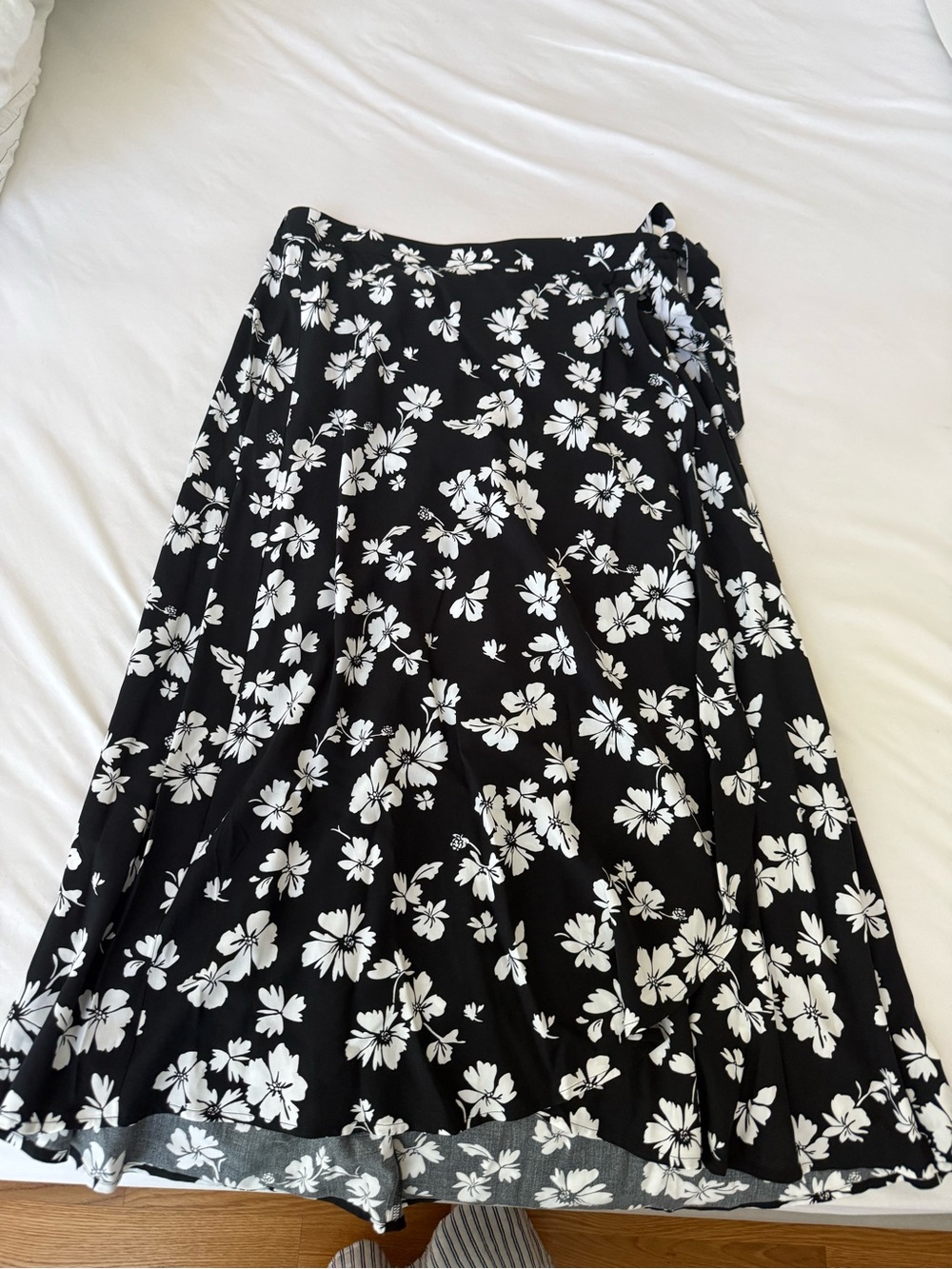 J. Crew Black Floral Midi Wrap Skirt